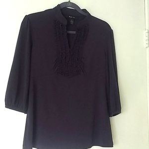 Style &Co. Purple V Neck Ruffle Top